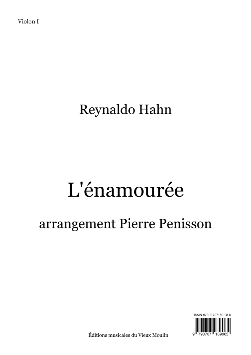 L'énamourée, matériel d'orchestre, Reynaldo Hahn