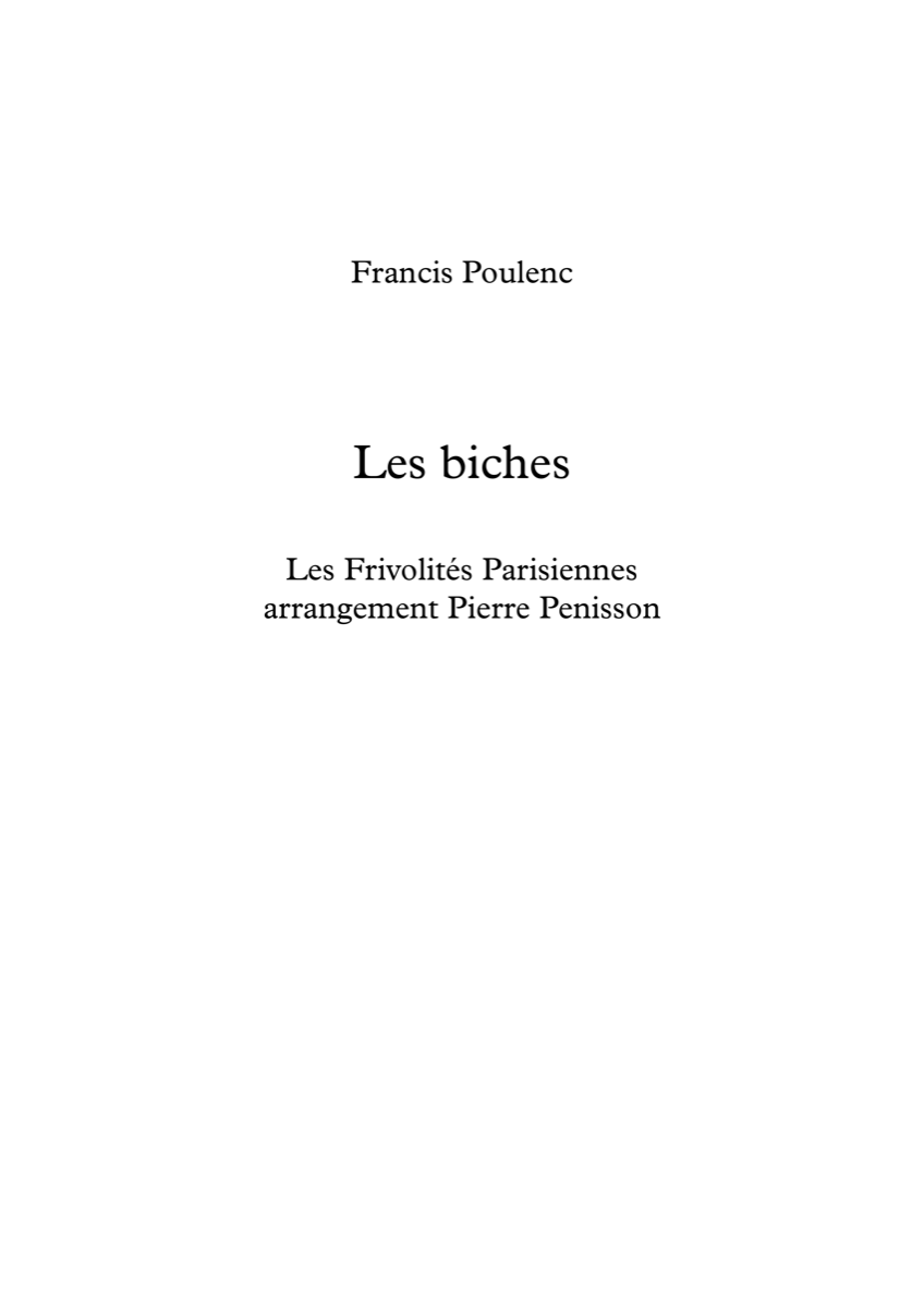 Les biches, Francis Poulenc